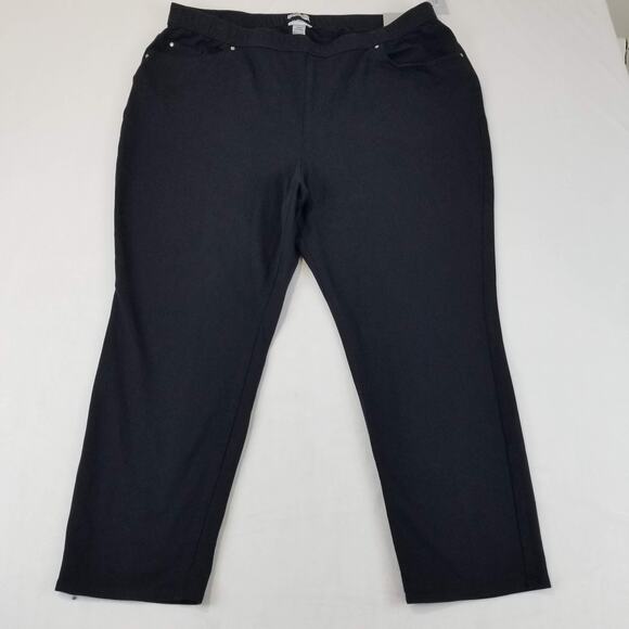 Catherines Knit Jean Pants Womens 2XWP 22/24WP Petite Black Pull On Stretch NWT - Picture 1 of 12